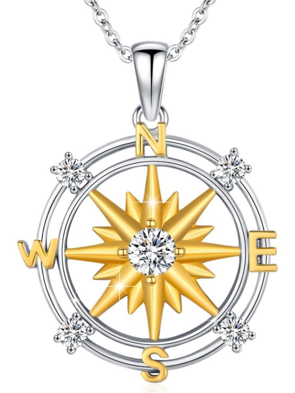 Sterling Silver Compass Necklace - Nautical Jewelry, Perfect Graduation Gift